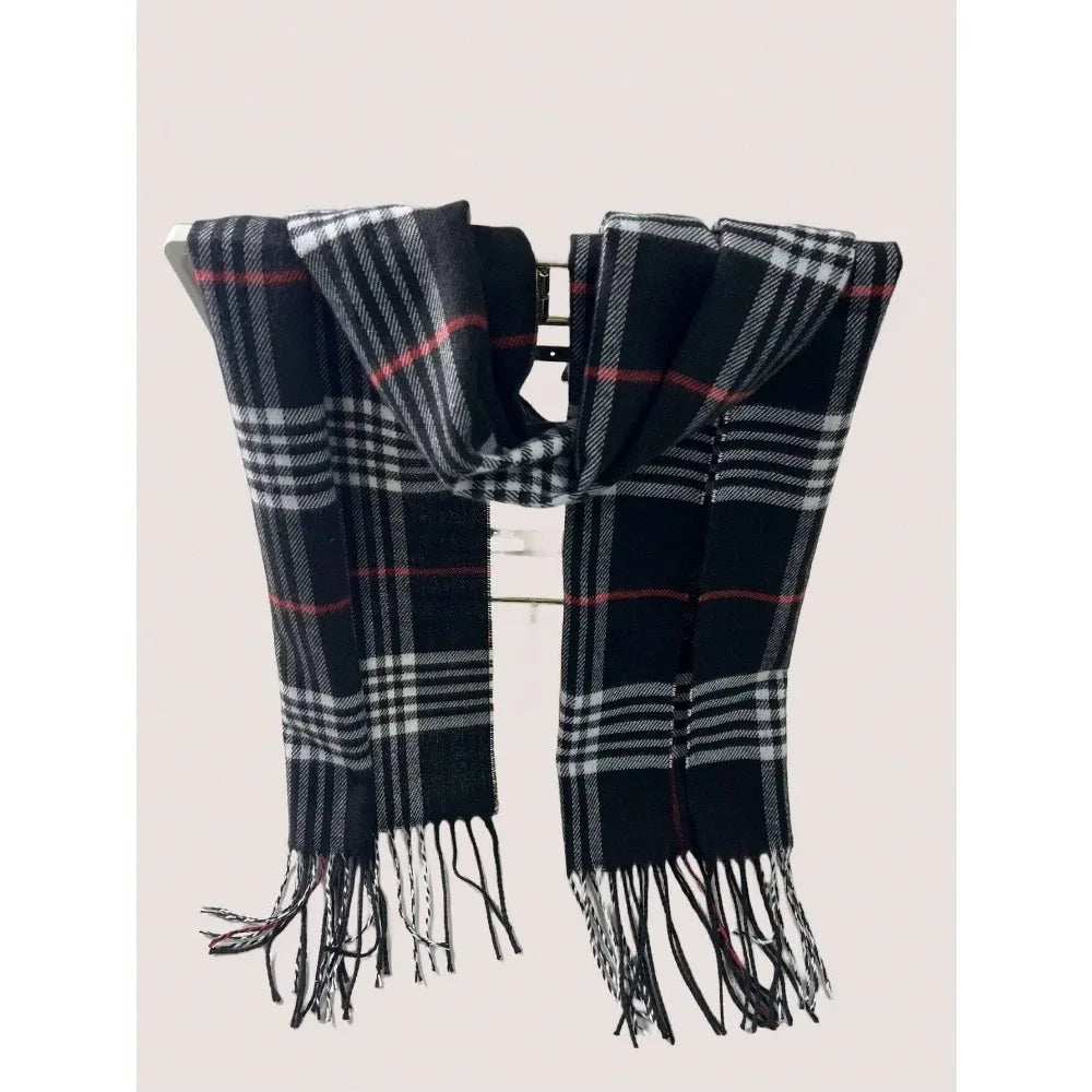 Plaid Cashmere Feel Winter Scarf and Neck Warmer