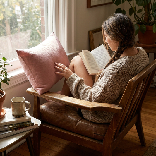 Lumbar Linen - Blush lifestyle