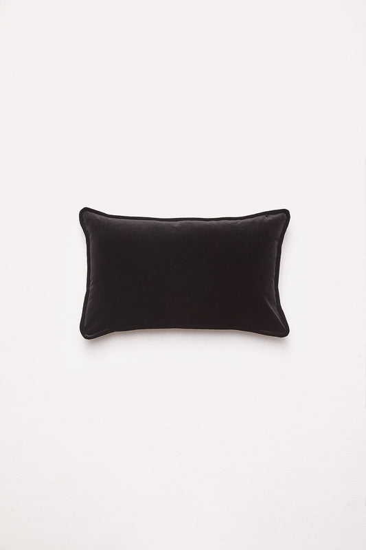 Lumbar Velvet - Black Cat Cushion