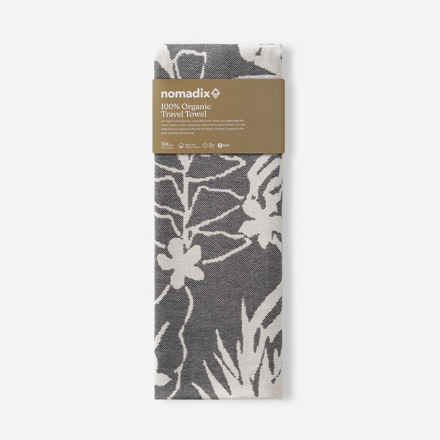 Organic Cotton Travel Towel: Retro Palms Black