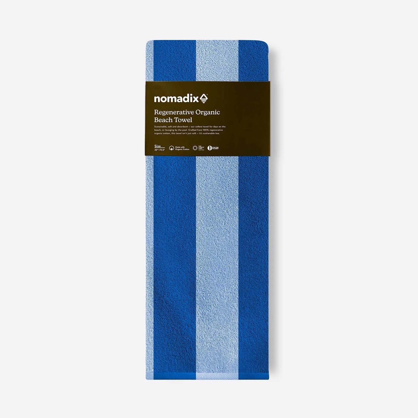 Organic Cotton Beach Towel: Cabana Stripe Coastal Blue