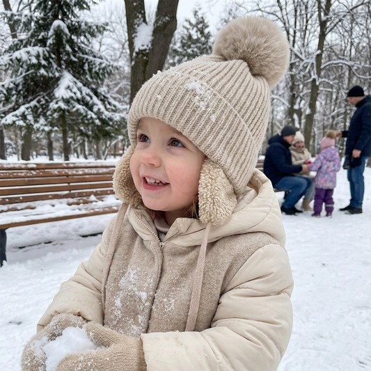Kids Knit Beanie Winter Hat with Earflaps lifestyle