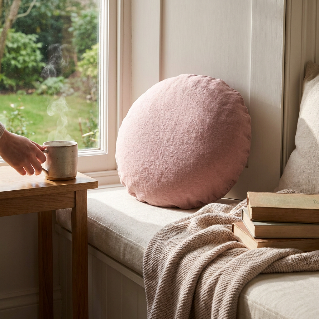 Junior Linen - Blush Cushion lifestyle