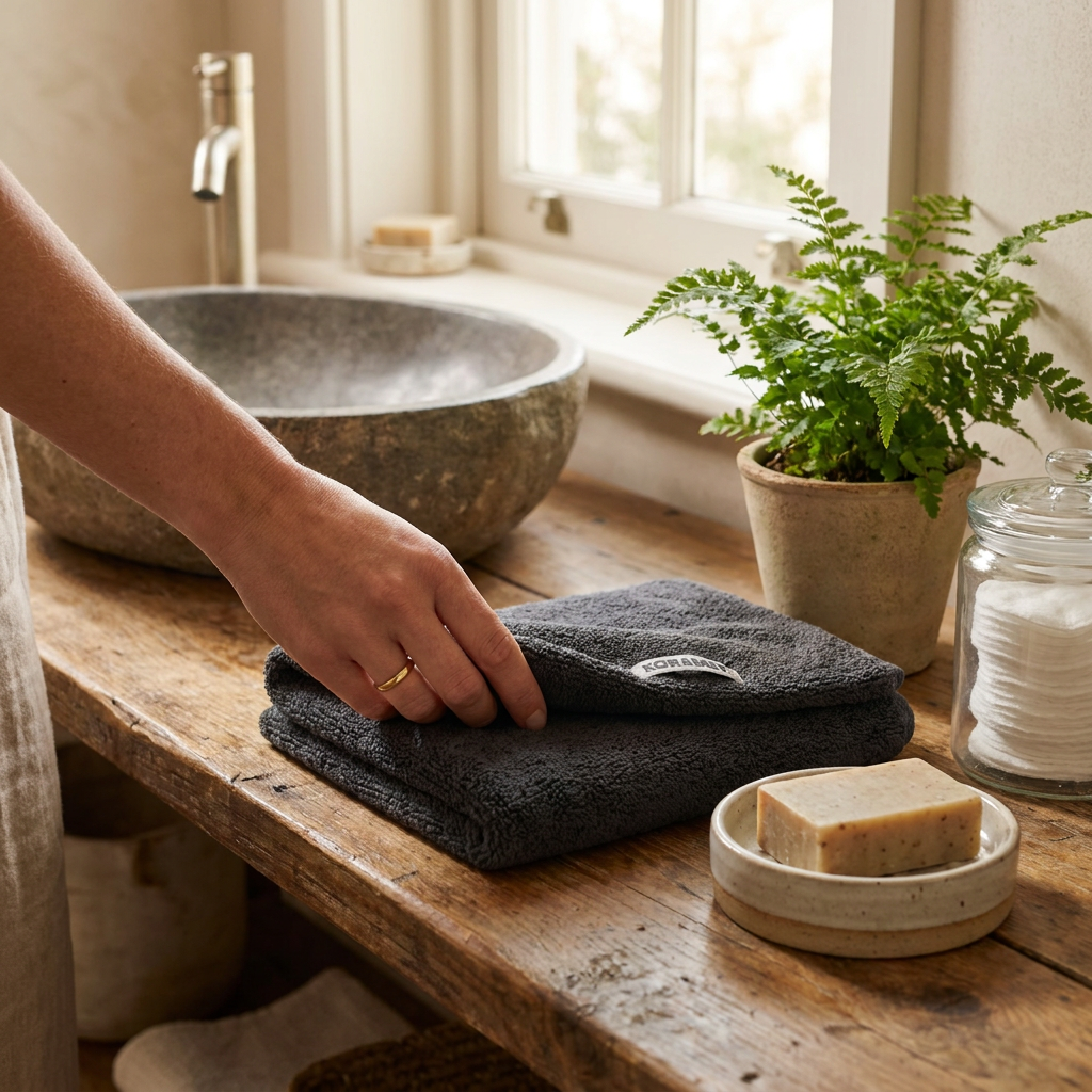 Hand Towel - Charcoal lifestyle