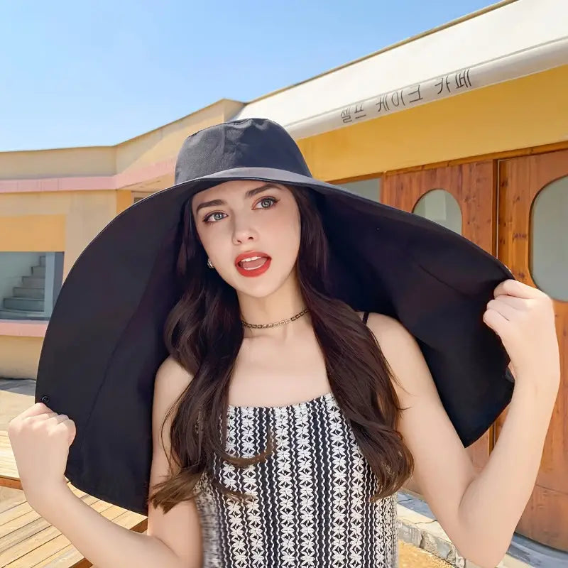 Elegant Wide Brim Sun Protection Shawl