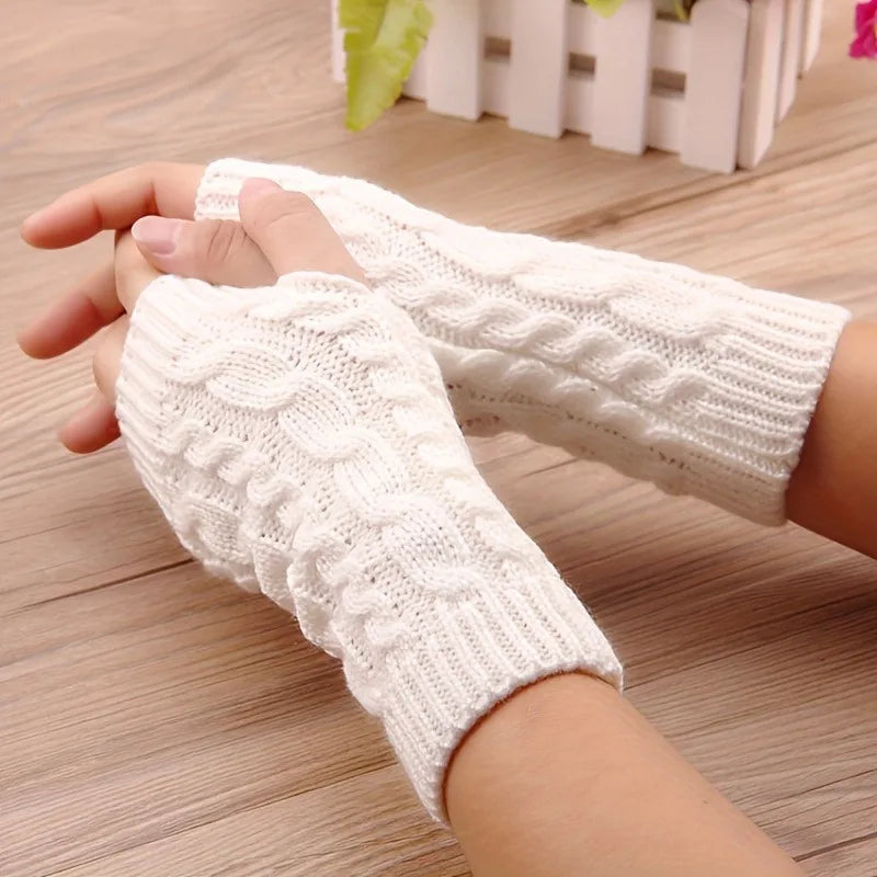 Knit Womens Winter Fingerless Gloves