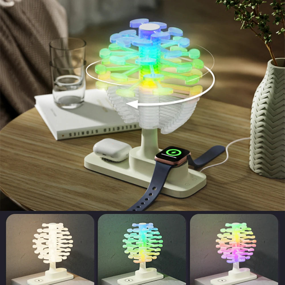 Spiral Tree Table Lamp with Integrated Wireless Charger