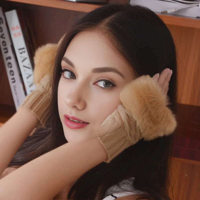 Faux Fur Fingerless Winter Gloves Hand Warmer