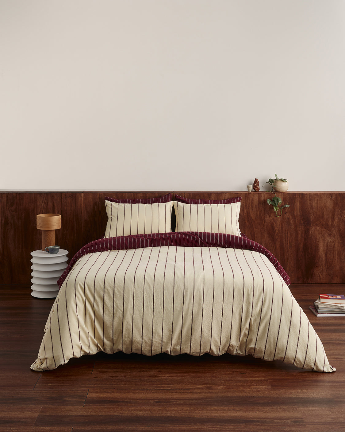 Quilt Cover - Chamomile/Wine