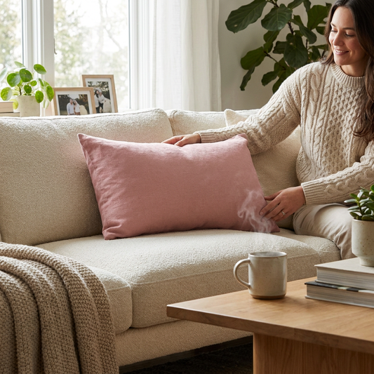 Lumbar Linen - Blush Cushion lifestyle
