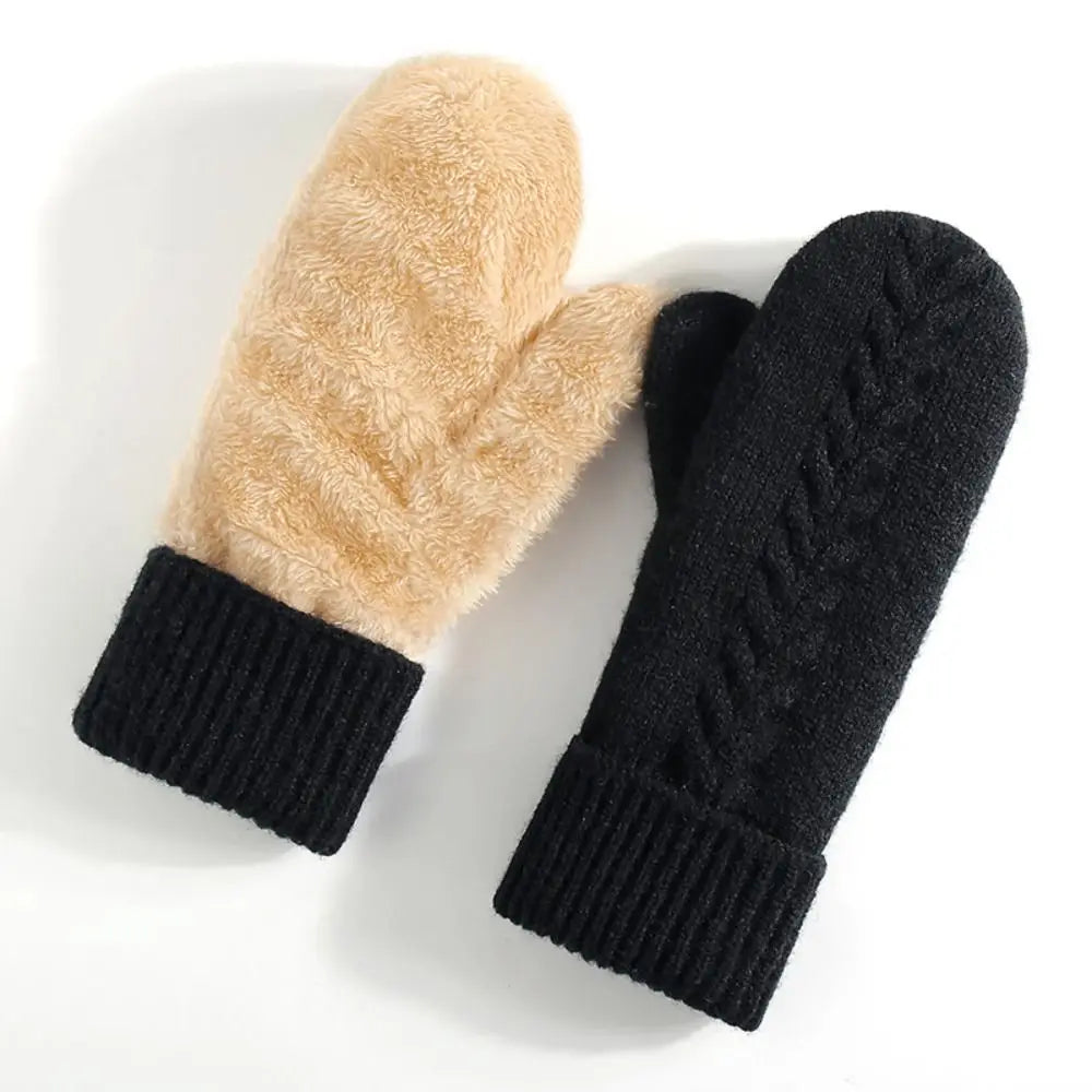 Double Layer Fleece Lined Winter Mittens