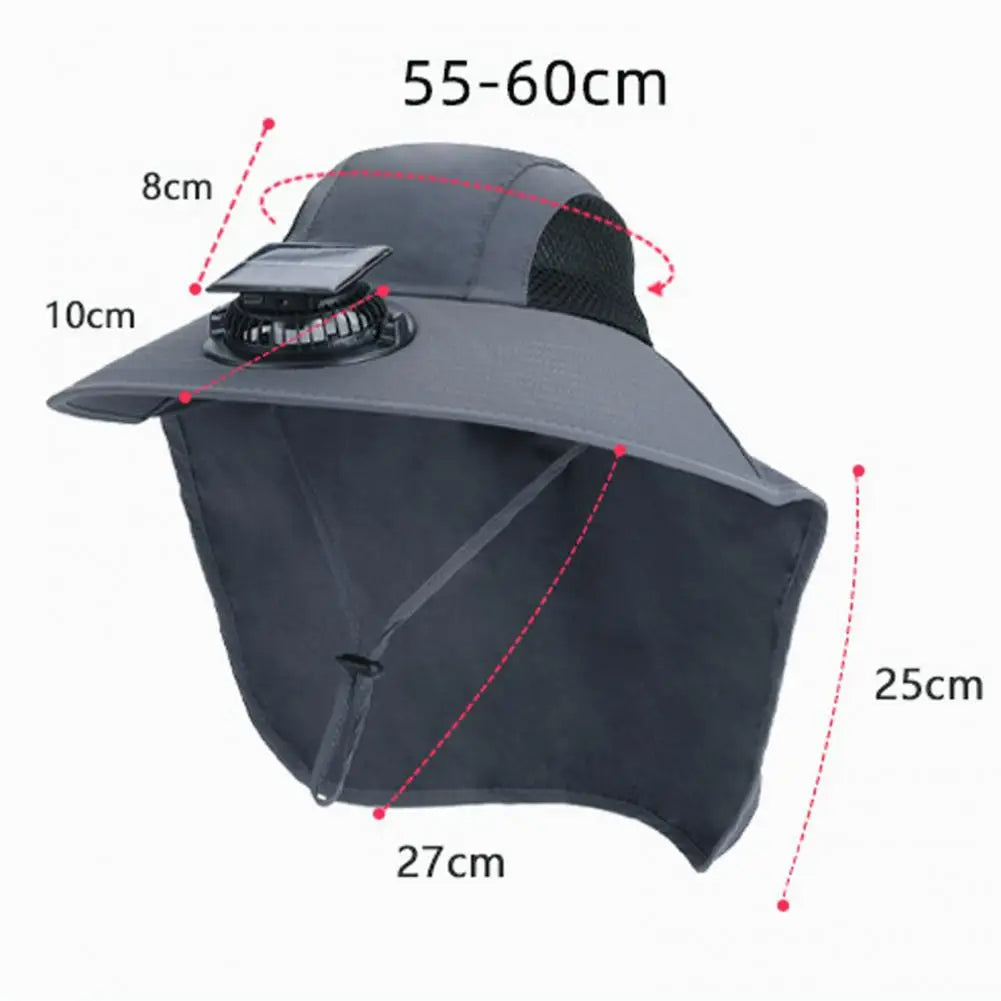 Solar Fan Hat with Wide Brim