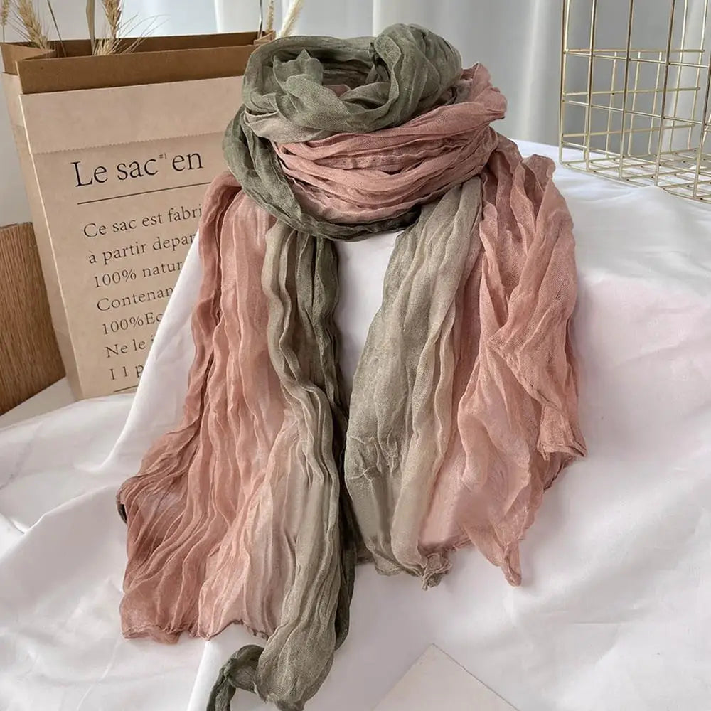 Soft Gradient Cotton Shawl Ladies Winter Scarf