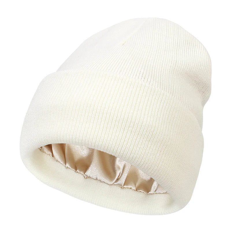 Satin Lined Hat Beanie Cap for Women