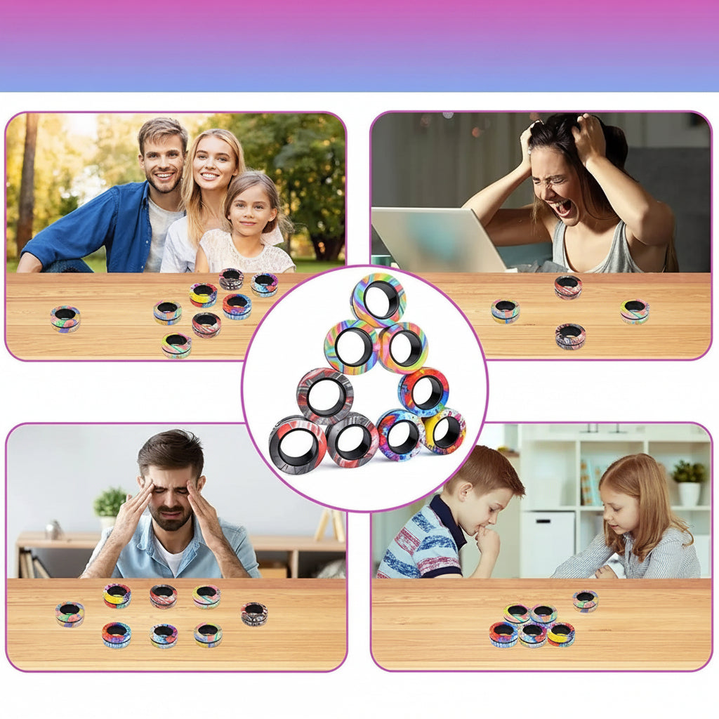 Magnetic Fidget Ring Spinner Set