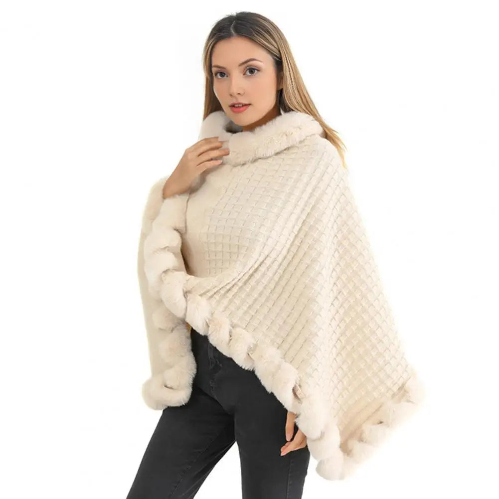Faux Fur Shawl Cloak for Women