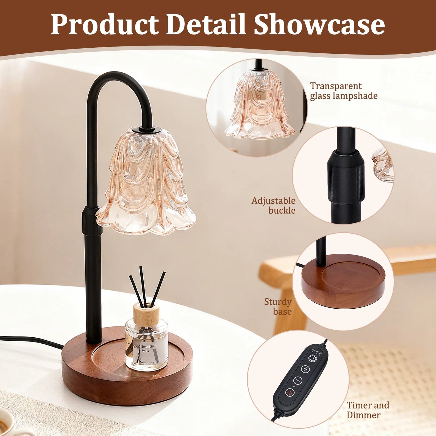 Flower Dimmable Candle Warmer Lamp