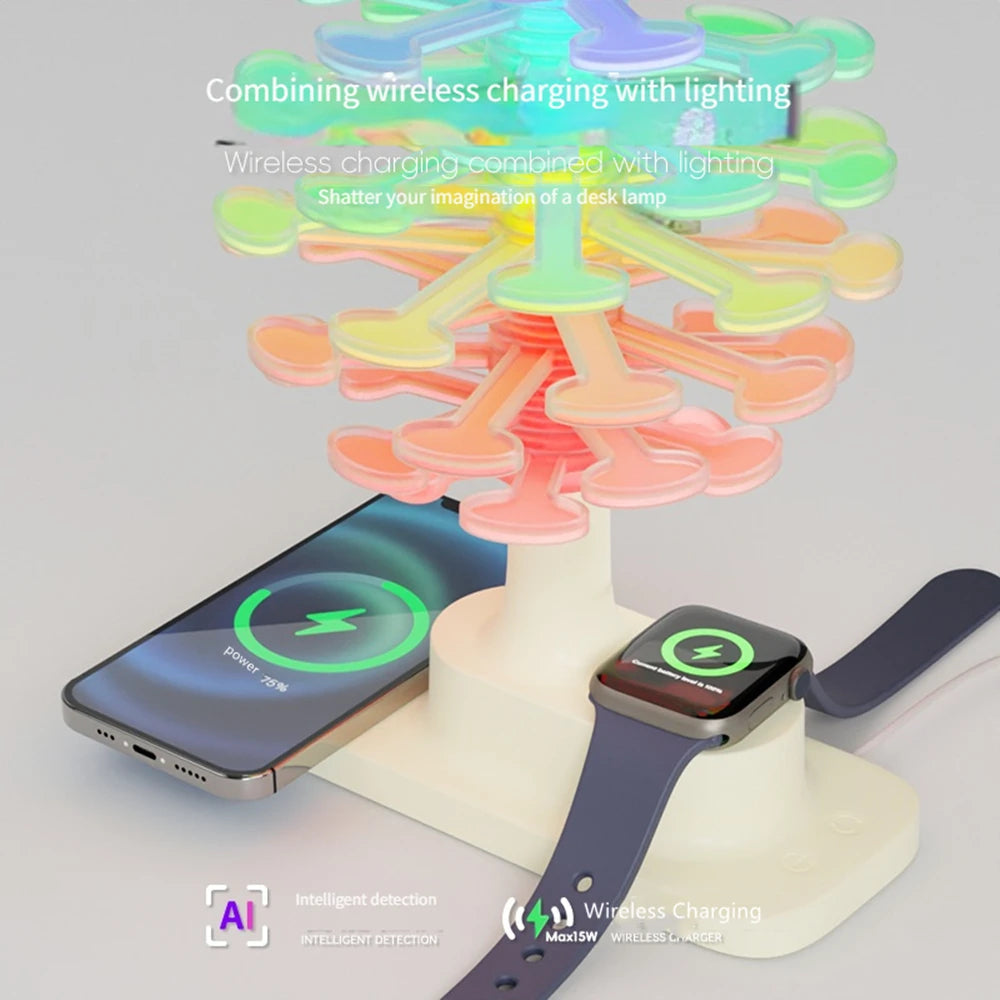 Spiral Tree Table Lamp with Integrated Wireless Charger