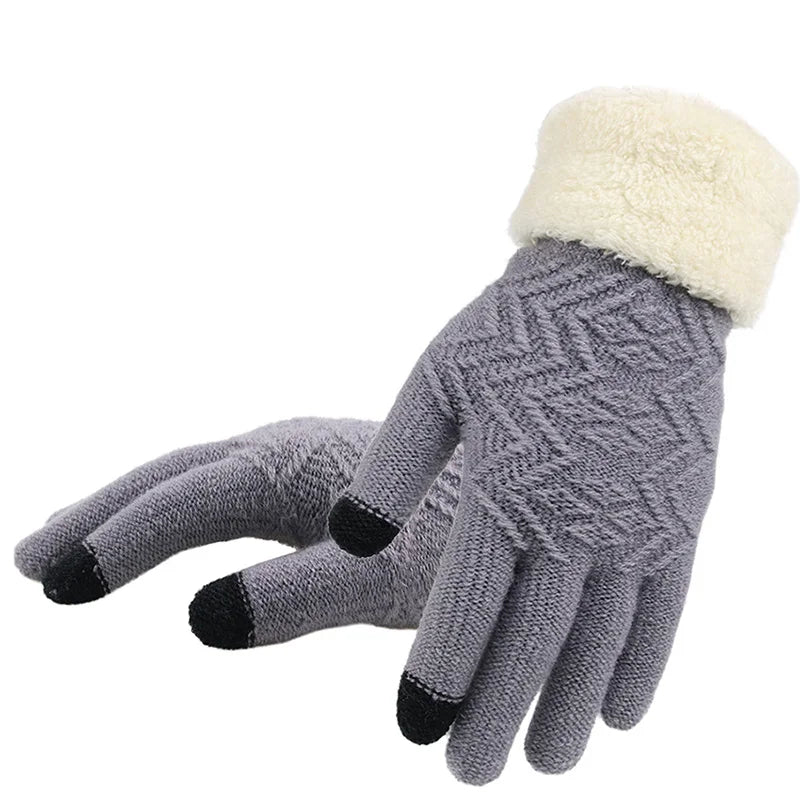 Plush Lined Touch Screen Knitted Gloves