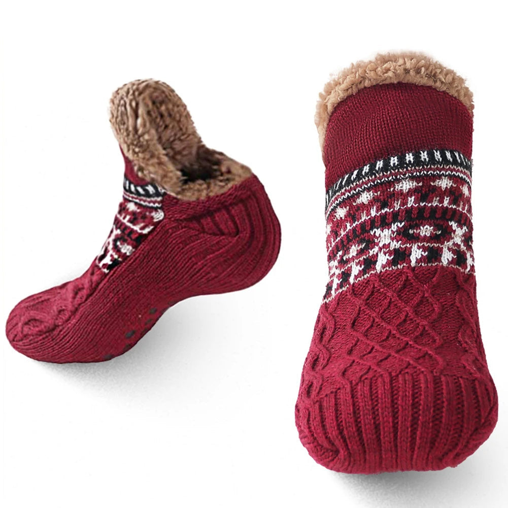 Knitted Slipper Socks with Fleece Lining