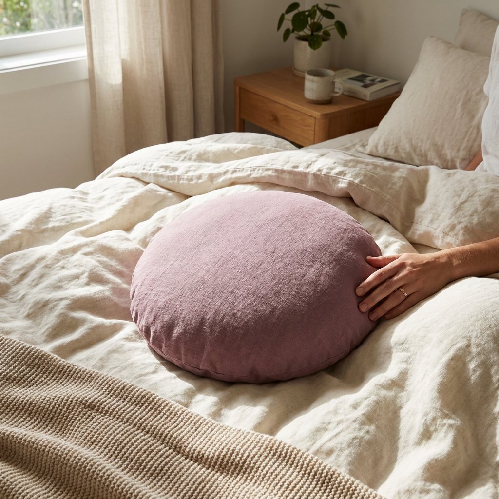 Junior Linen - Mauve Cushion lifestyle