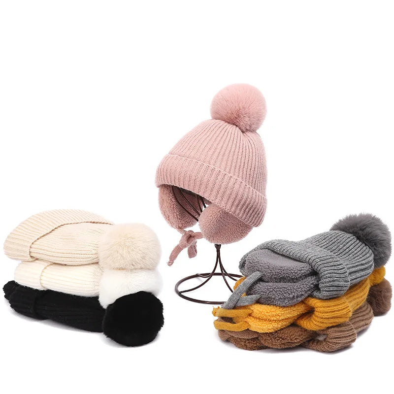 Kids Knit Beanie Winter Hat with Earflaps