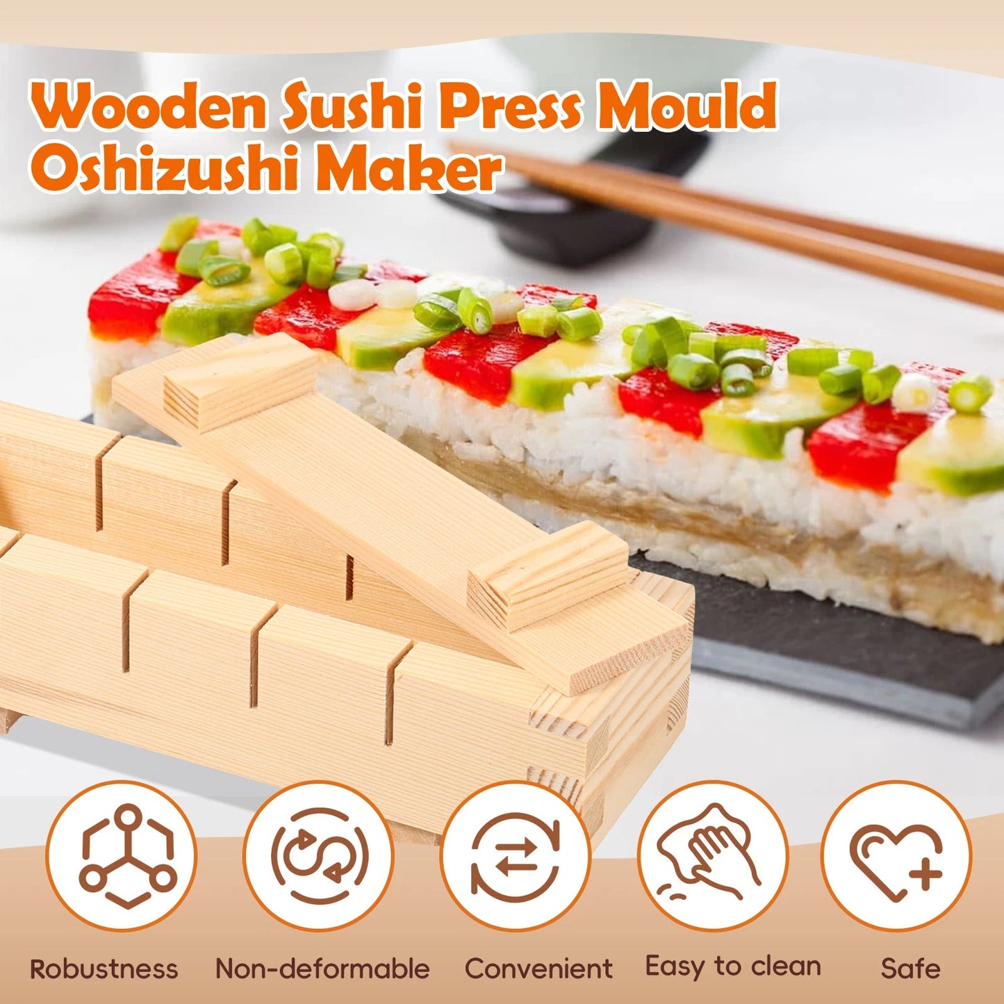 Handcrafted Wooden Sushi Maker Press Mold