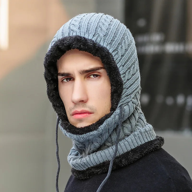 Winter Knit Hat Balaclava with Scarf