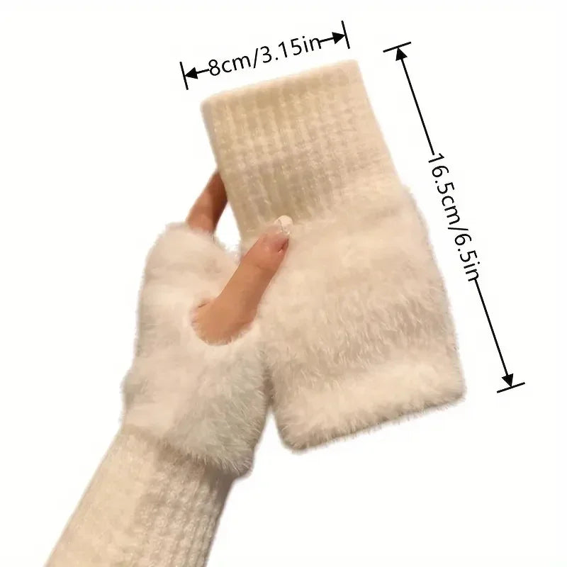 Plush Cozy Fingerless Gloves for Women
