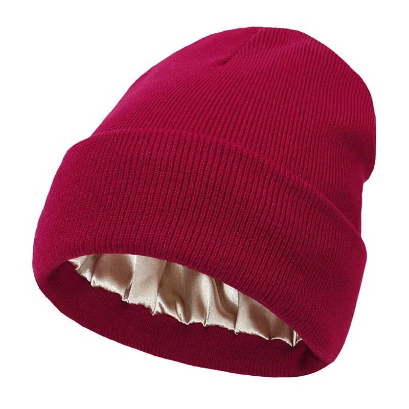 Satin Lined Hat Beanie Cap for Women