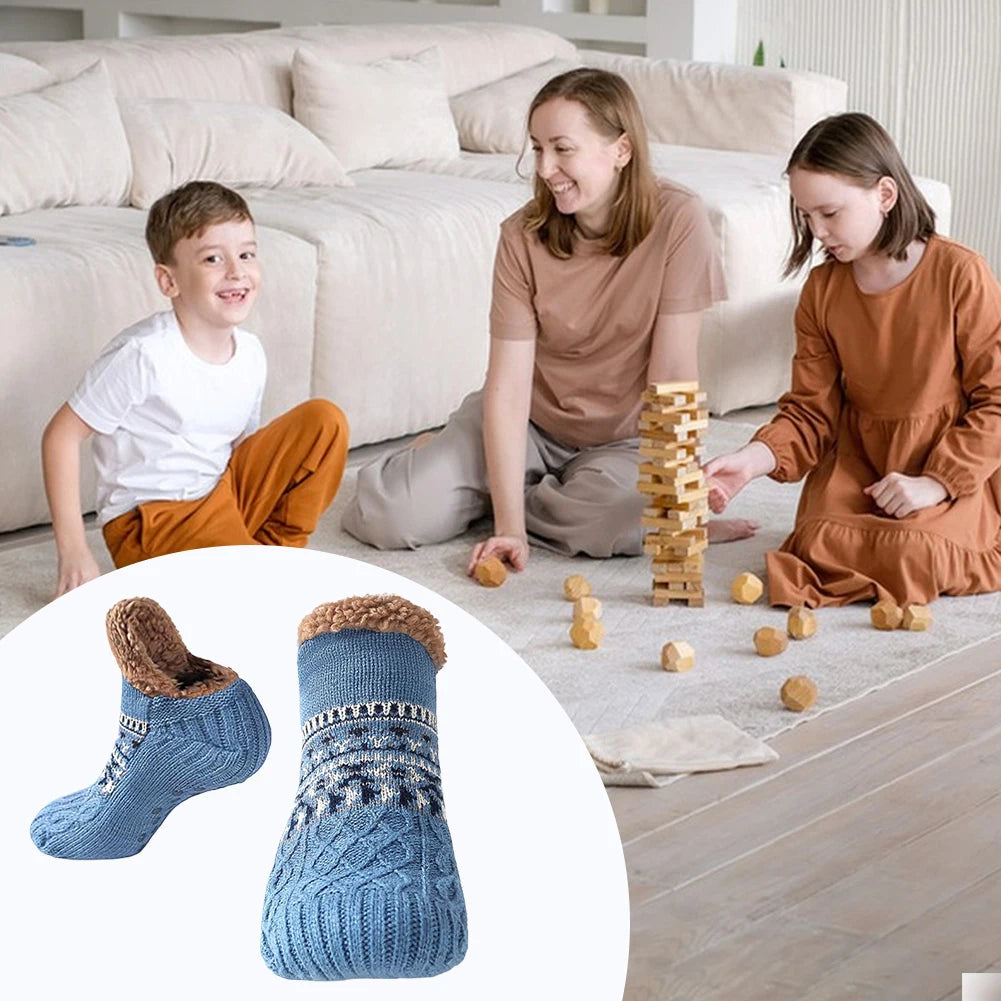 Knitted Slipper Socks with Fleece Lining