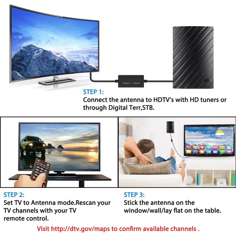Long Range Indoor HDTV 4K Digital Antenna 600 Miles
