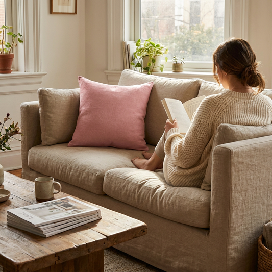 Big Linen - Blush Cushion lifestyle