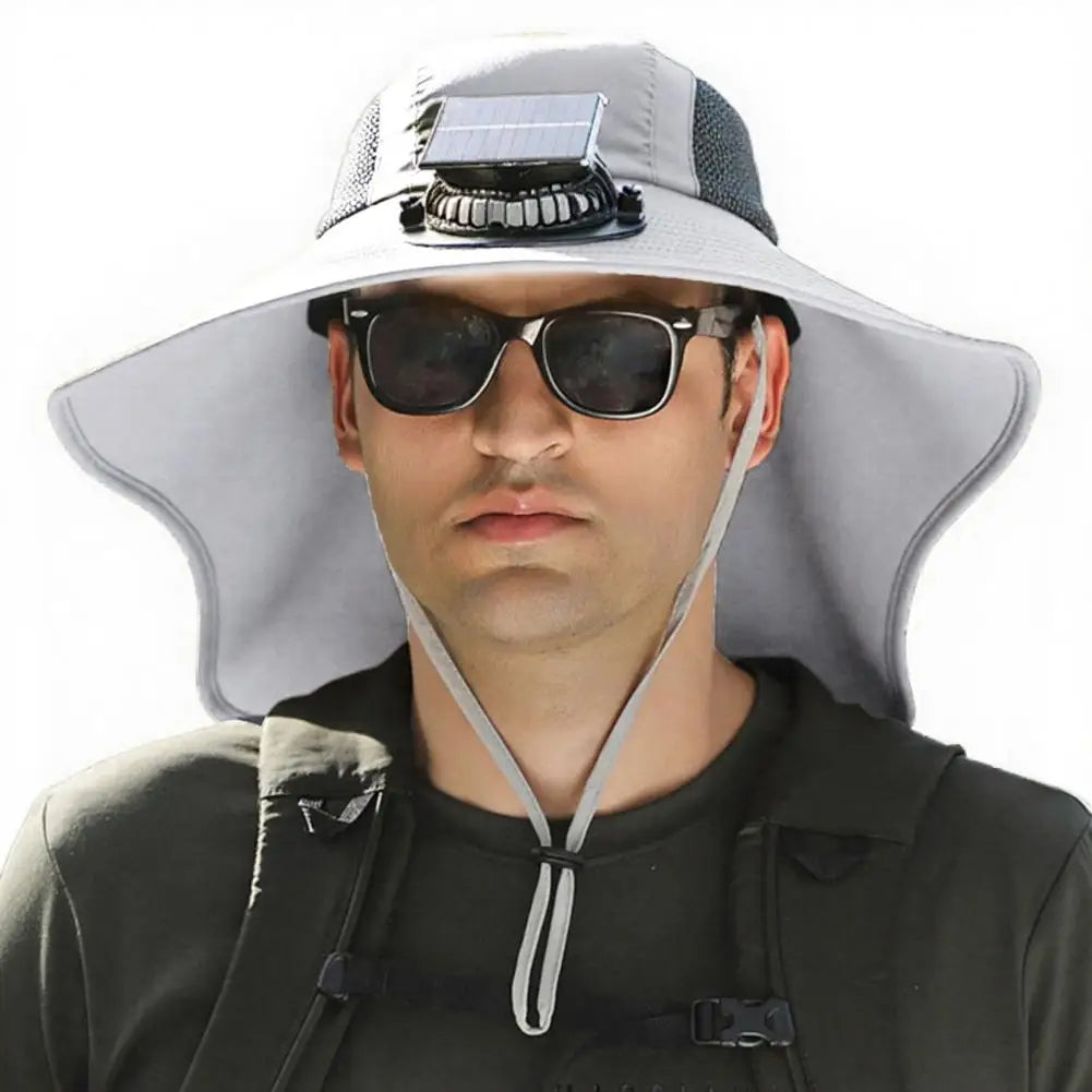 Solar Fan Hat with Wide Brim