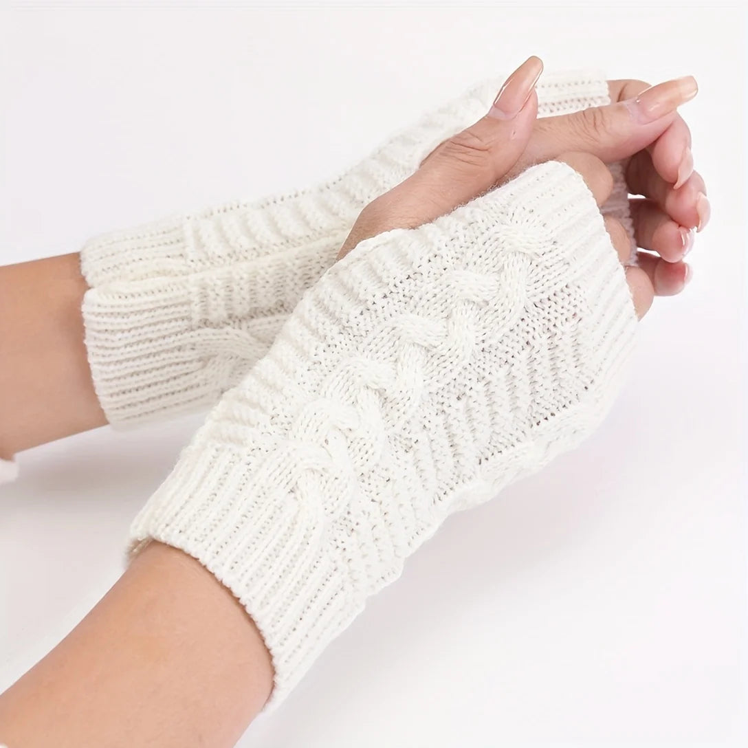 Knit Womens Winter Fingerless Gloves