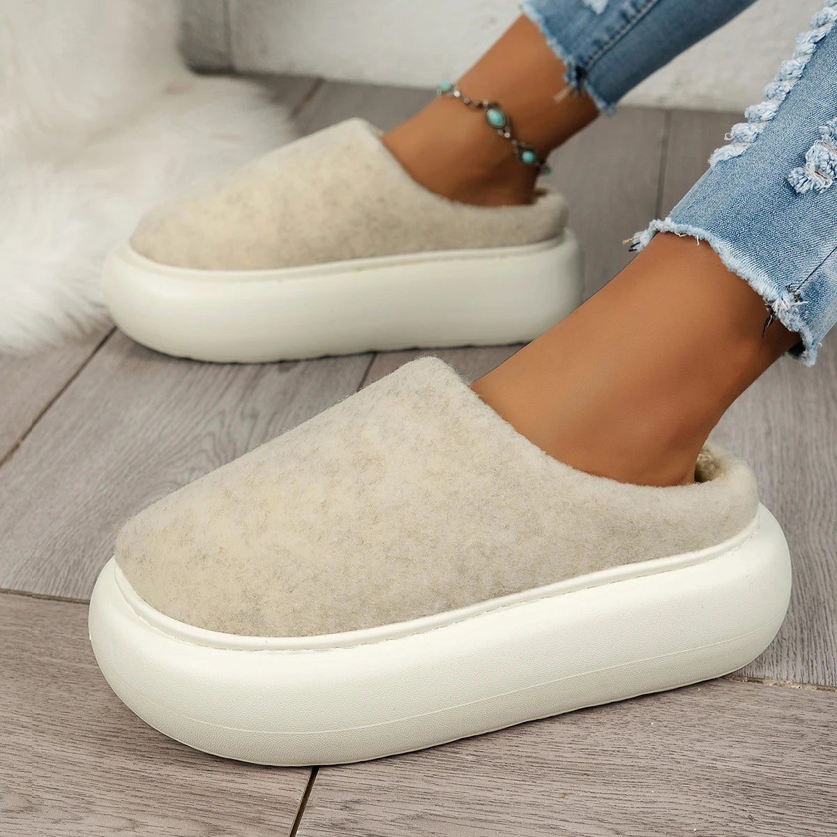 Warm Plush Indoor Winter Slippers for Women