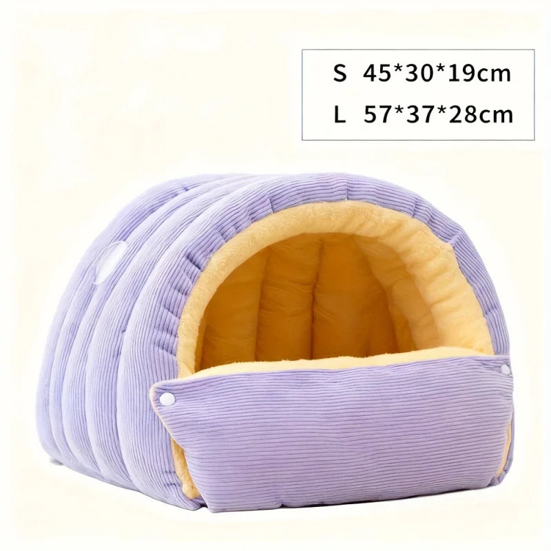 Warm Arctic Fleece Enclosed Cat Cave Bed