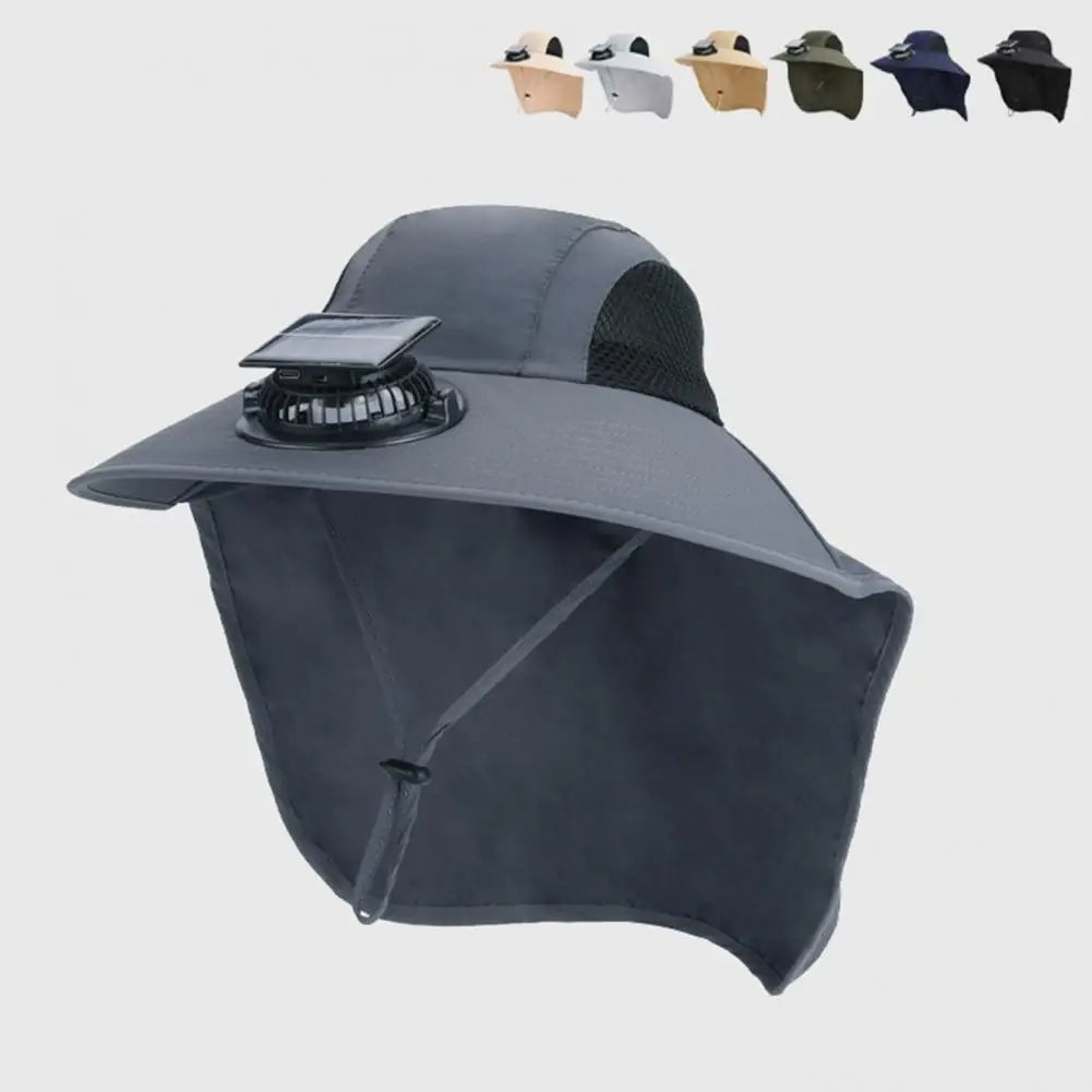 Solar Fan Hat with Wide Brim