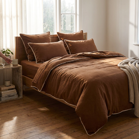 Linen Quilt Cover - Toffee lifestyle