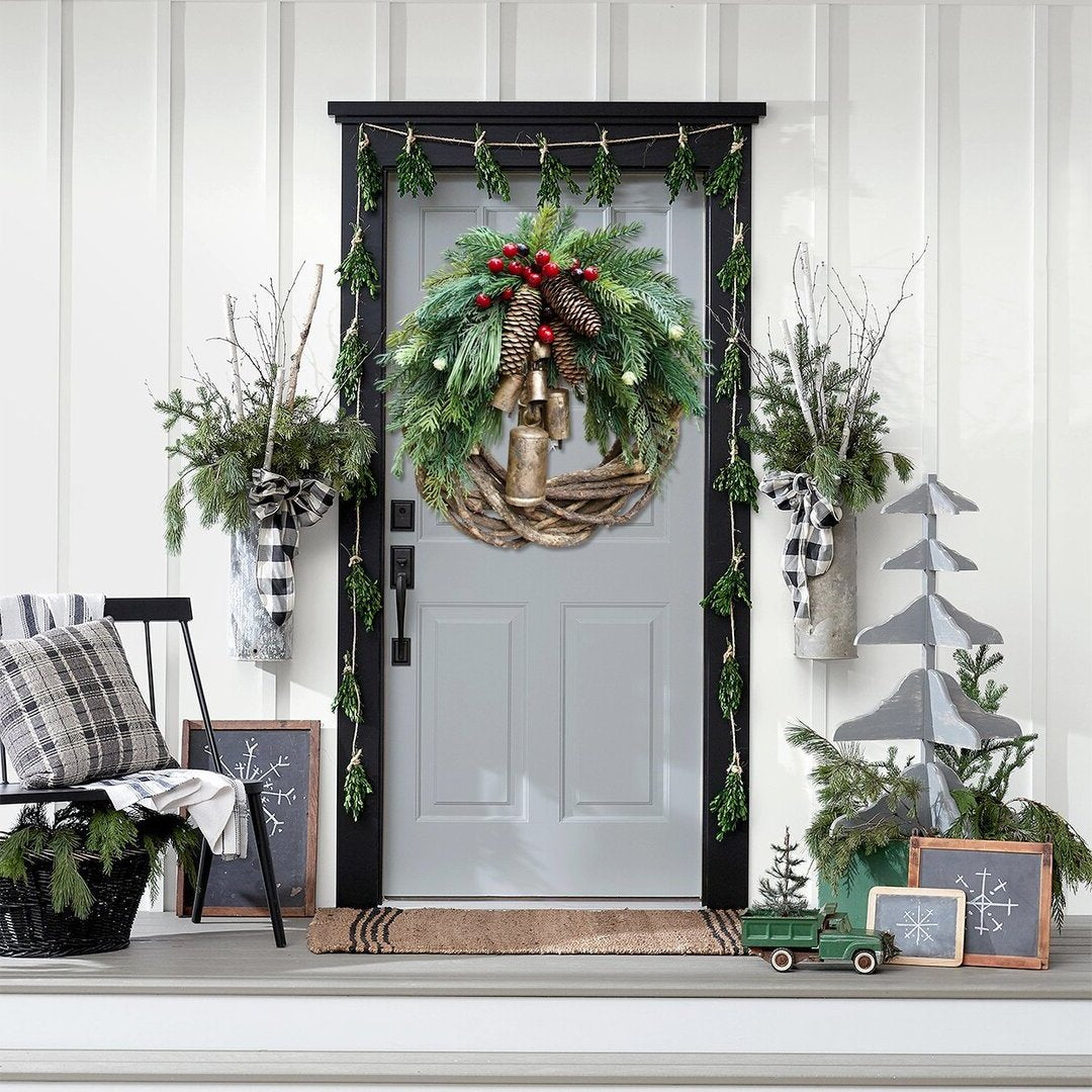 Farmhouse Christmas Wreath, Boho Wreath, Holiday
