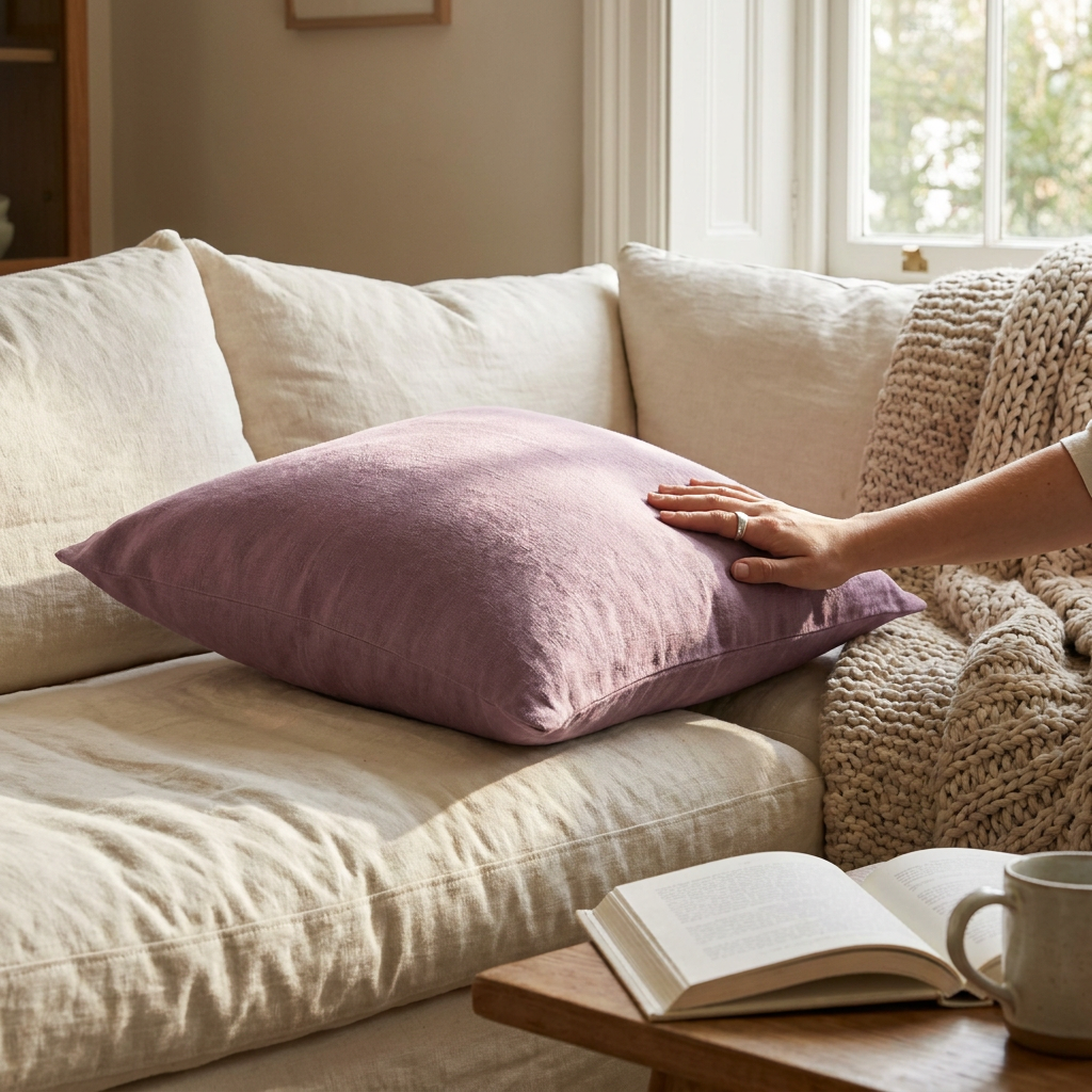 Essential Linen - Mauve Cushion lifestyle