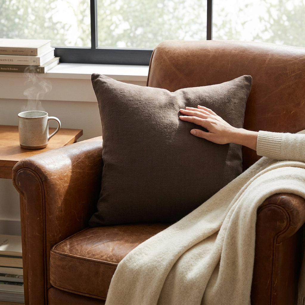 Big Linen - Chocolate Cushion lifestyle