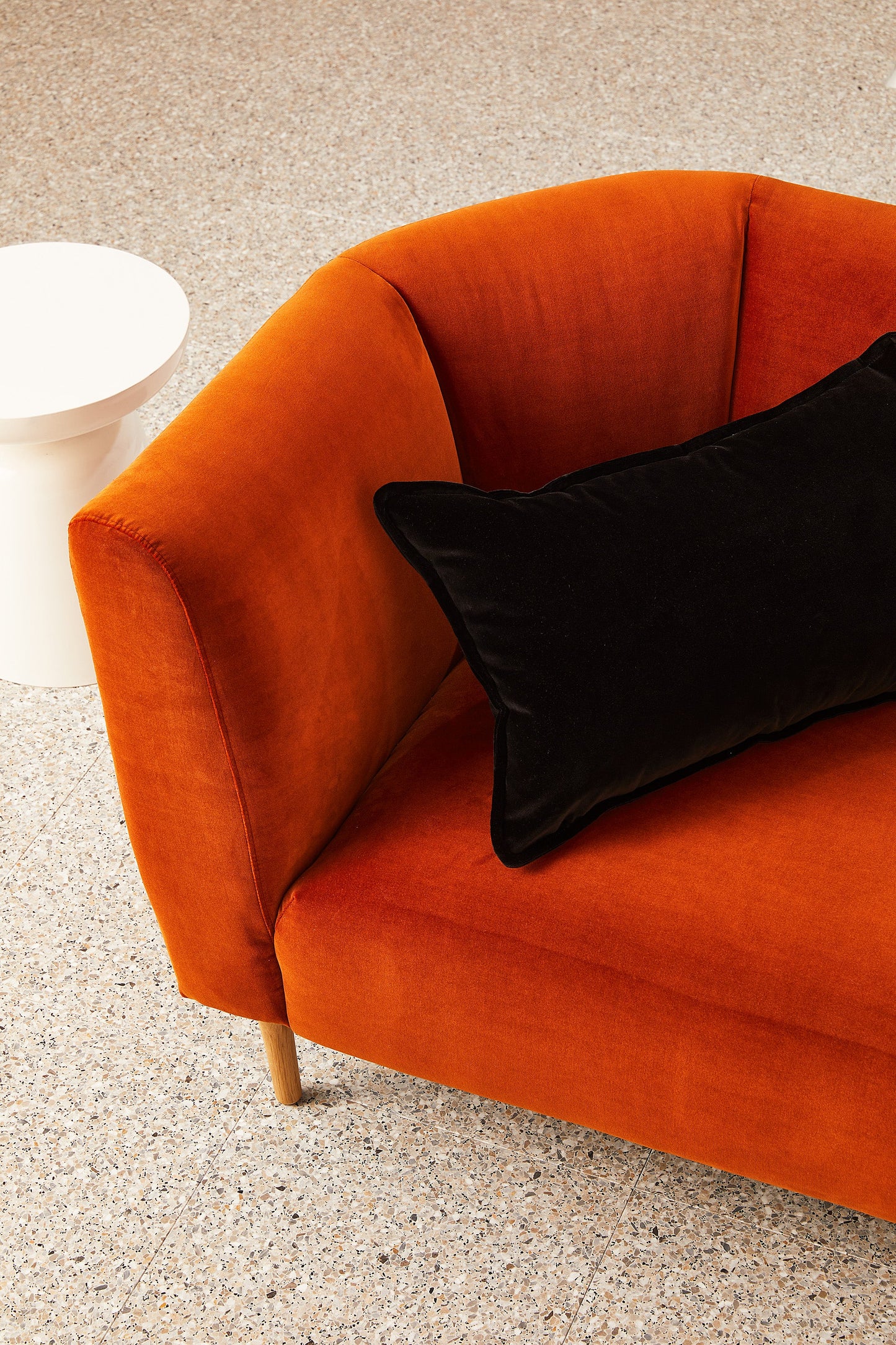Lumbar Velvet - Black Cat Cushion