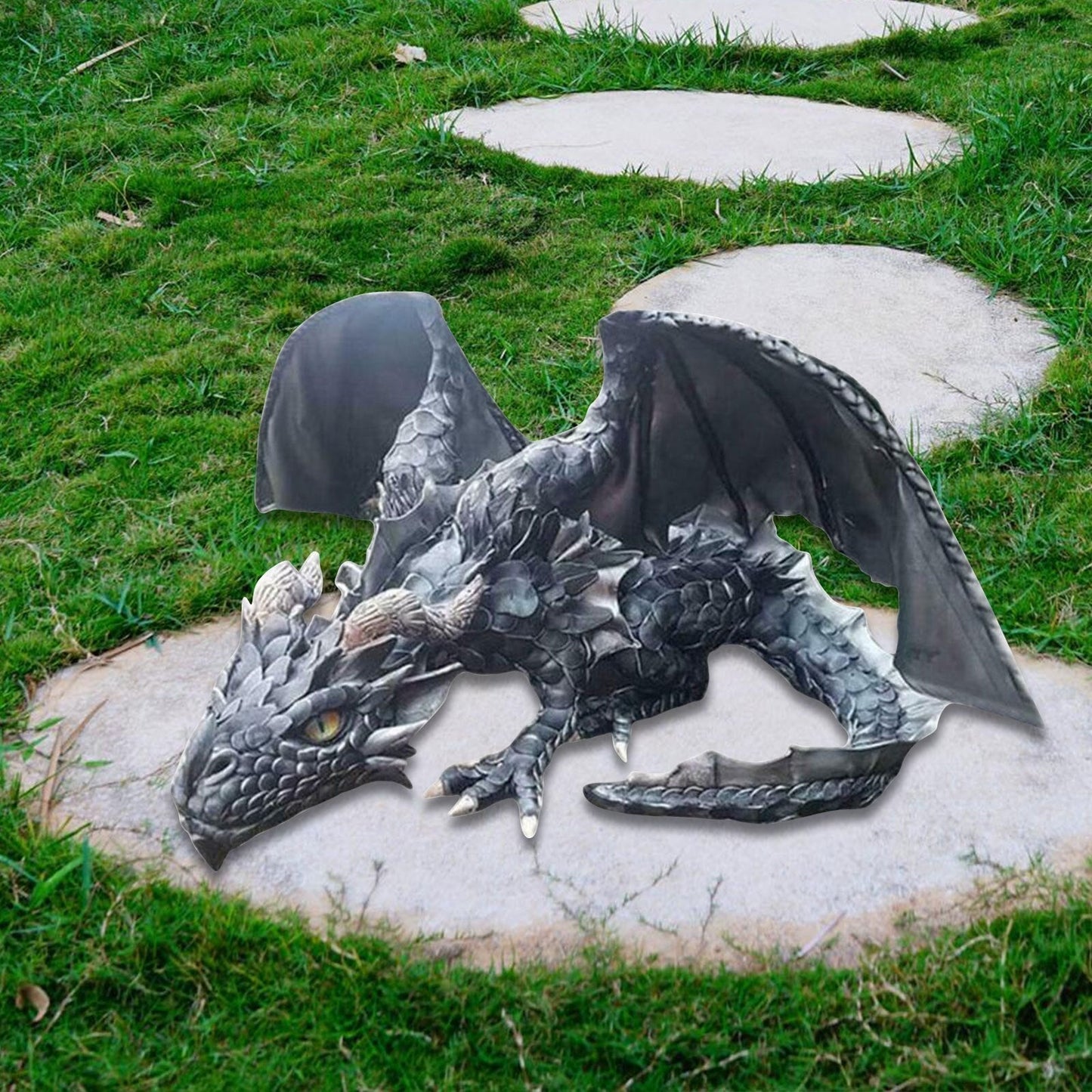 Crouching Dragon Guardian Statue: Gothic Outdoor