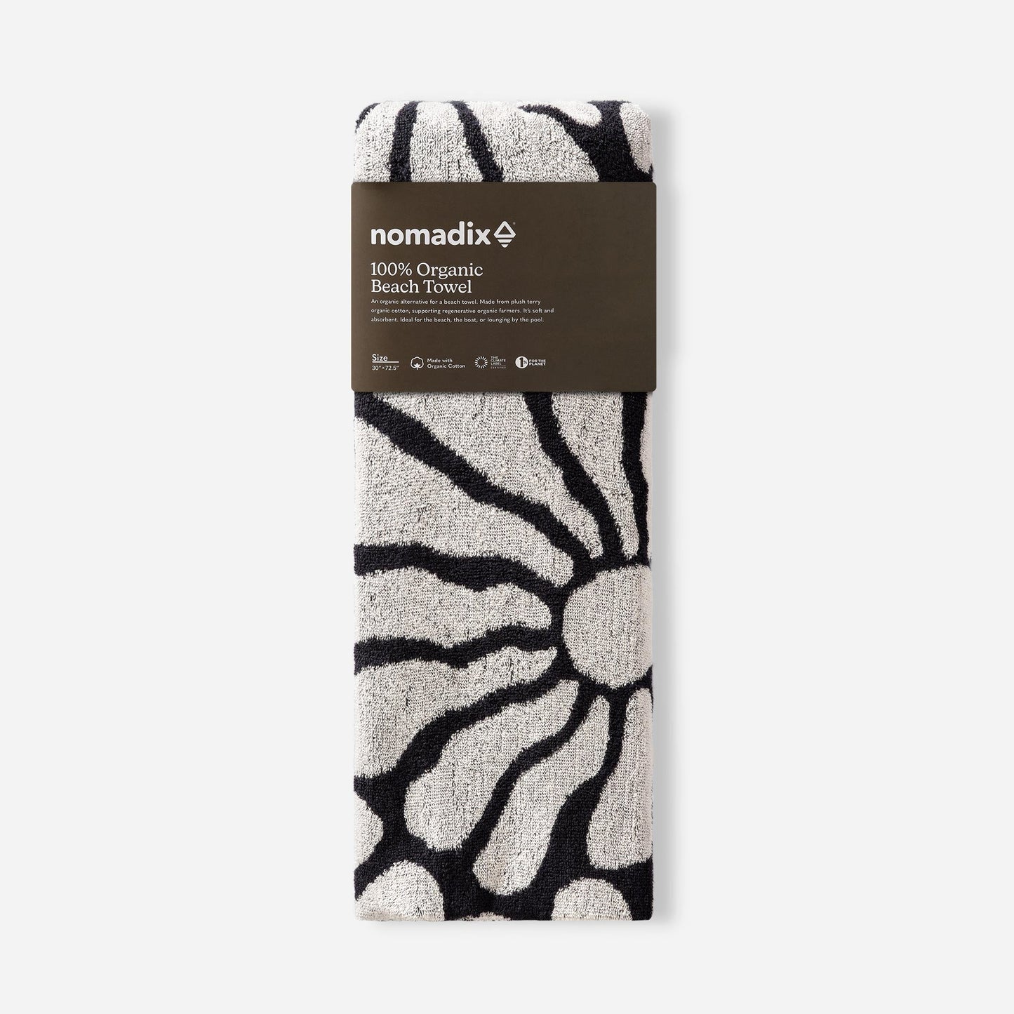 Organic Cotton Beach Towel: Lazy Daisy Black