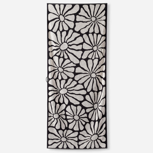 Organic Cotton Beach Towel: Lazy Daisy Black