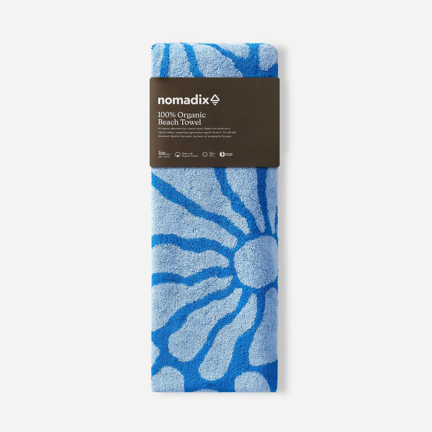 Organic Cotton Beach Towel: Lazy Daisy Stellar Coastal Blue
