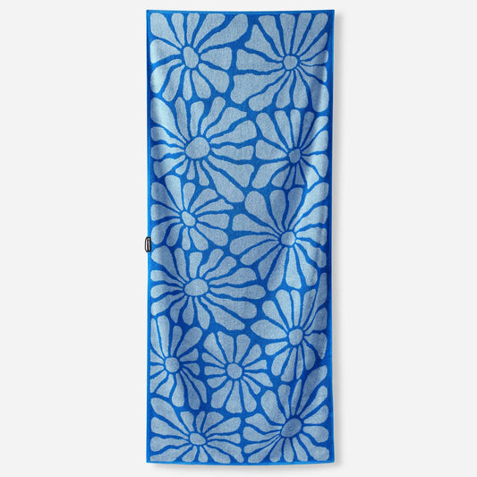 Organic Cotton Beach Towel: Lazy Daisy Stellar Coastal Blue