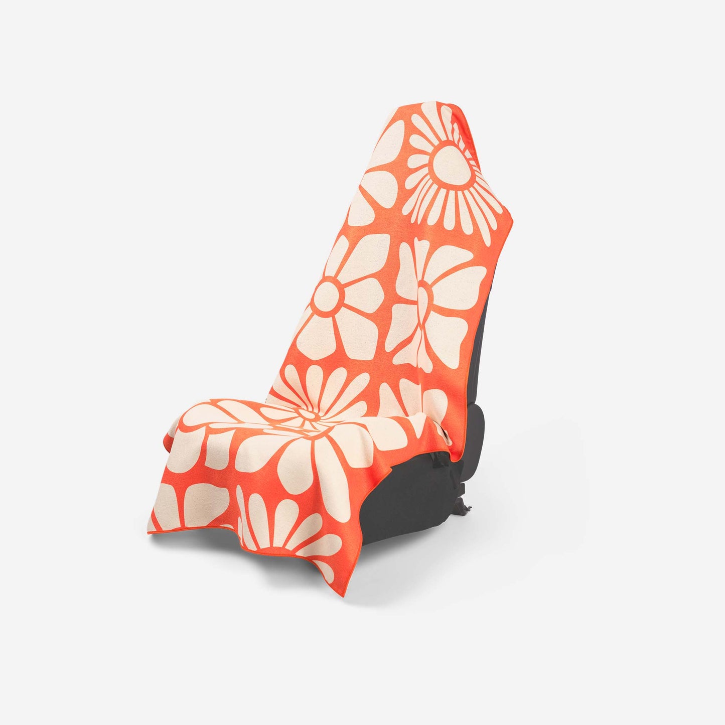 Car Seat Cover Towel: Big Flowers Expedition Orange