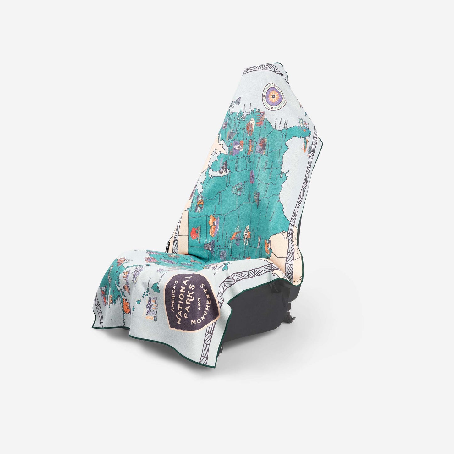 Car Seat Cover Towel: National Parks and Monuments Map